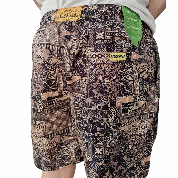 Costume e pochette uomo GIANNI LUPO boxer fantasia in tessuto impermeabile riciclato