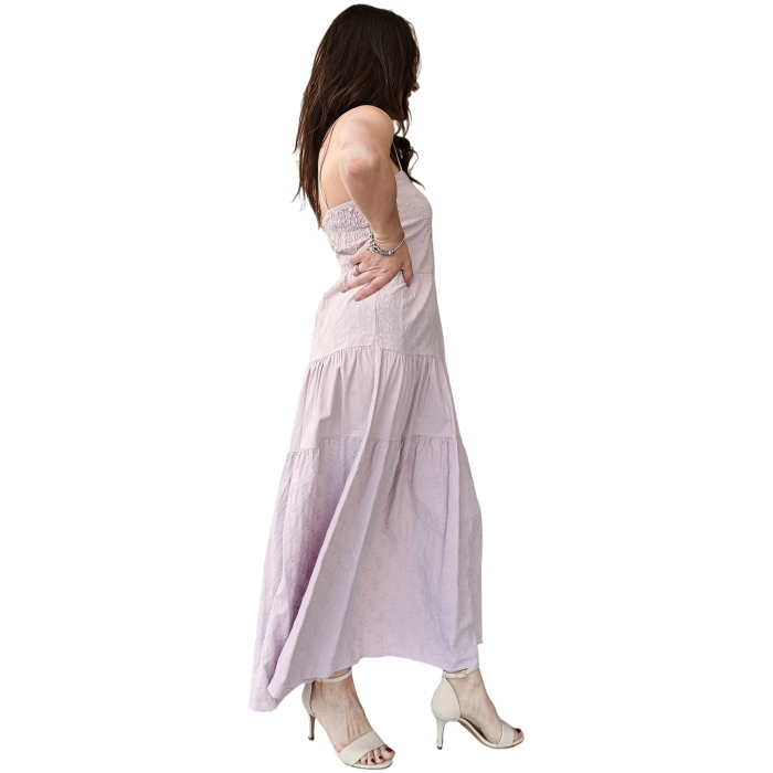 Abito donna 22.01 100% cotone con patchwork bretelline e ricami