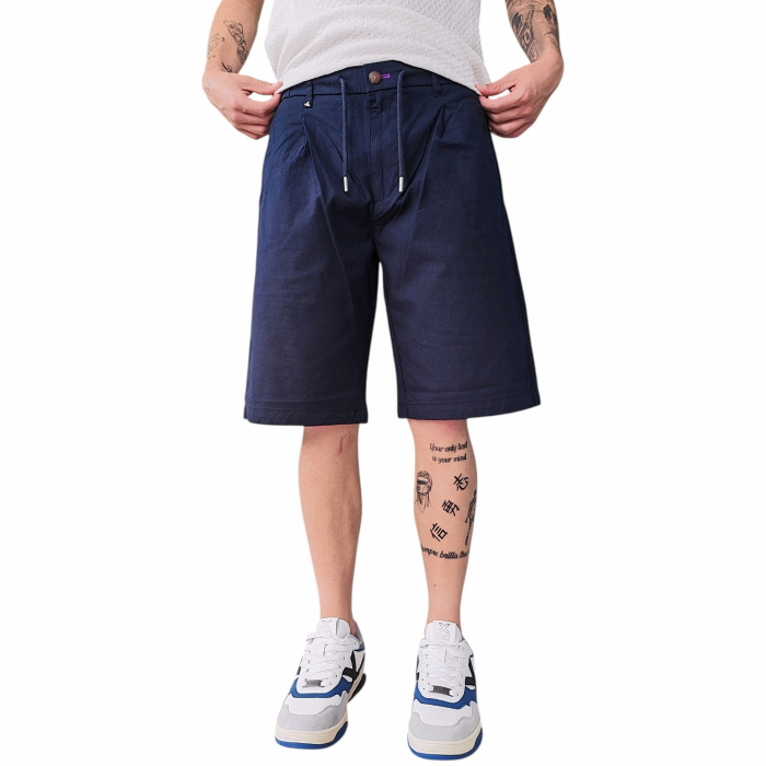Bermuda uomo BERNA misto cotone/lino con coulisse e pinces