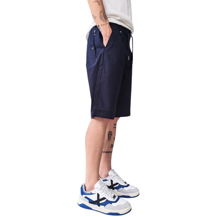 Bermuda uomo BERNA misto cotone/lino con coulisse e pinces