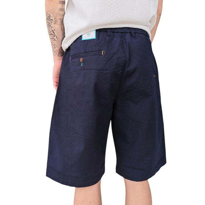 Bermuda uomo BERNA misto cotone/lino con coulisse e pinces