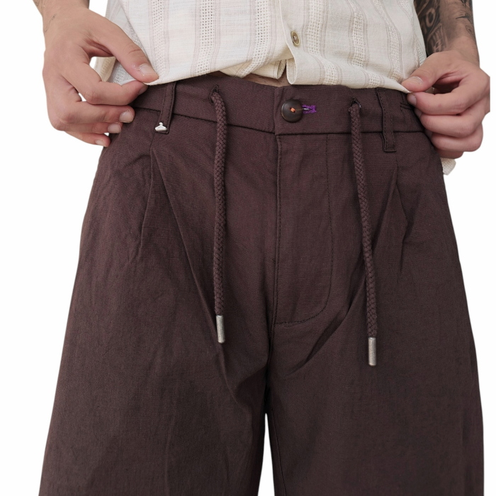 Bermuda uomo BERNA misto cotone/lino con coulisse e pinces