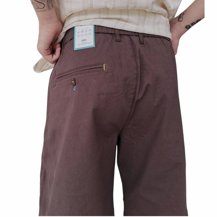Bermuda uomo BERNA misto cotone/lino con coulisse e pinces