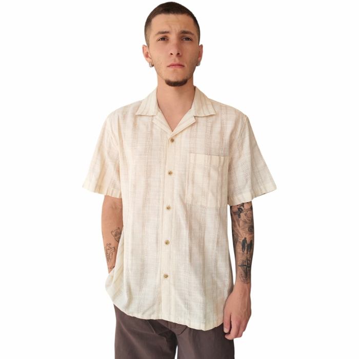 Camicia uomo IMPERIAL misto lino/cotone mancia corta tasca frontale