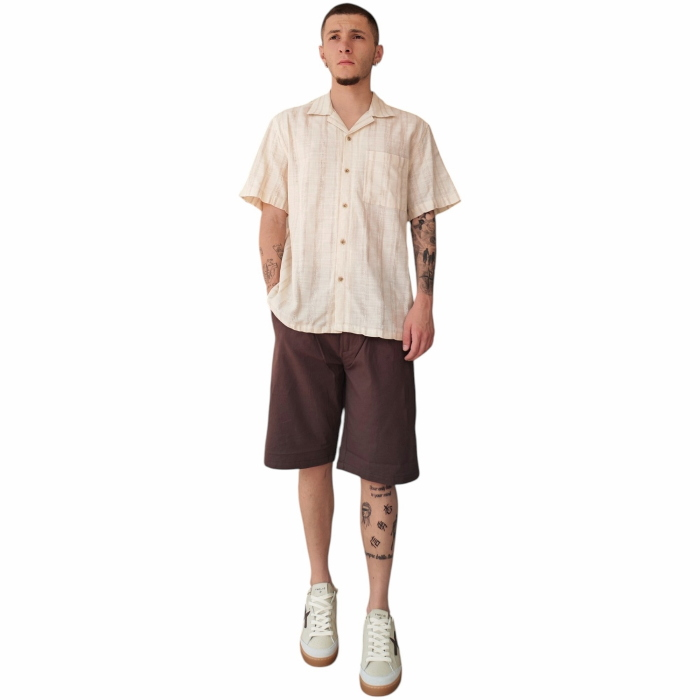Camicia uomo IMPERIAL misto lino/cotone mancia corta tasca frontale