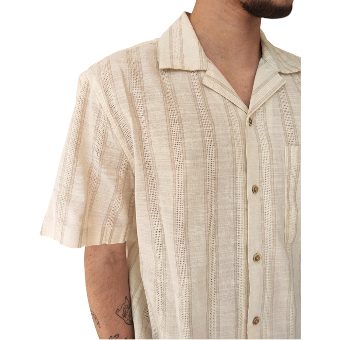 Camicia uomo IMPERIAL misto lino/cotone mancia corta tasca frontale