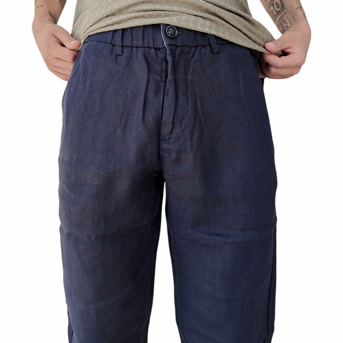 Pantalone uomo GIANNI LUPO 100% lino modello chinos slim fit con coulisse