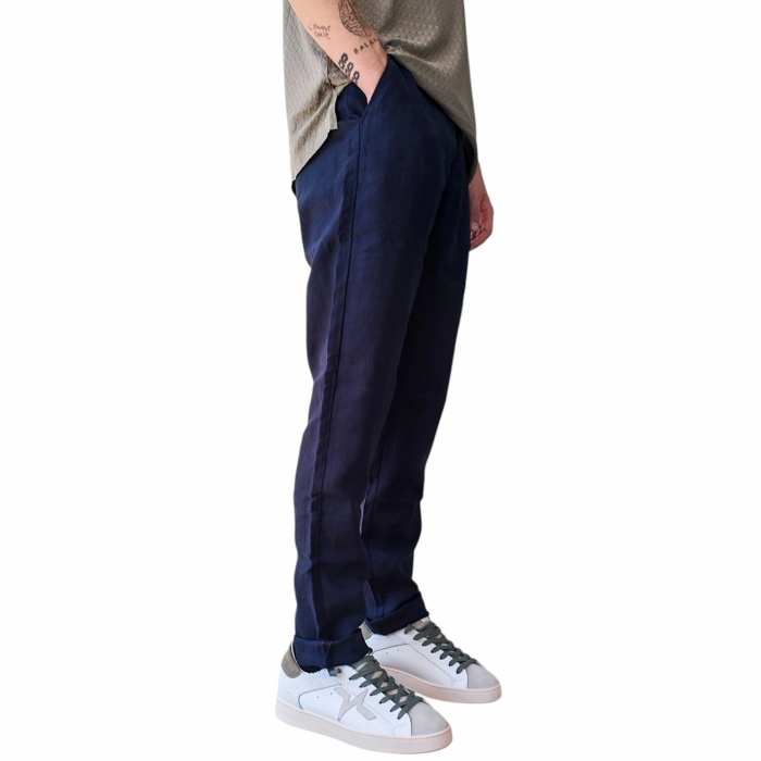 Pantalone uomo GIANNI LUPO 100% lino modello chinos slim fit con coulisse