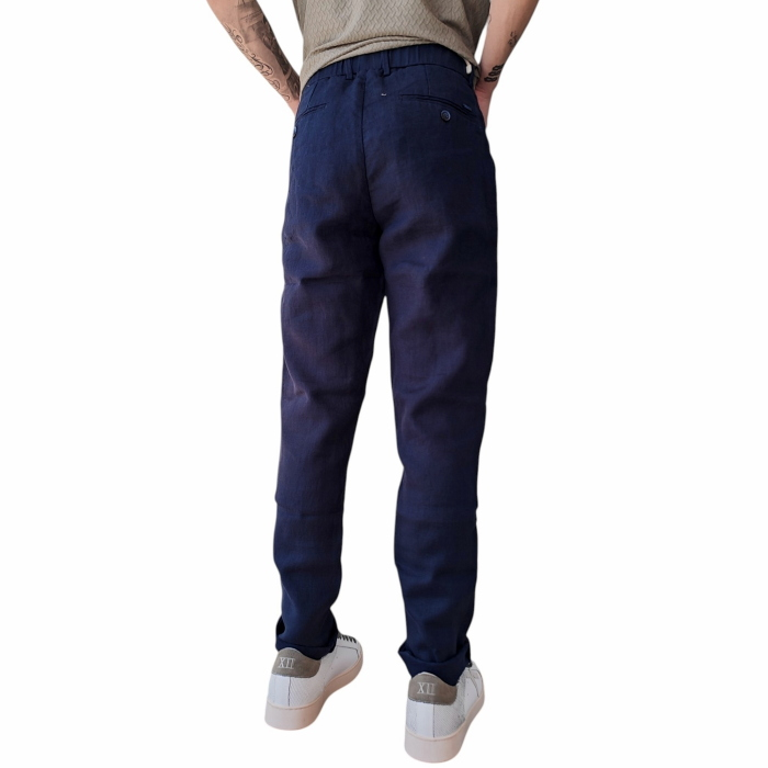 Pantalone uomo GIANNI LUPO 100% lino modello chinos slim fit con coulisse