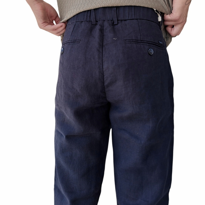 Pantalone uomo GIANNI LUPO 100% lino modello chinos slim fit con coulisse