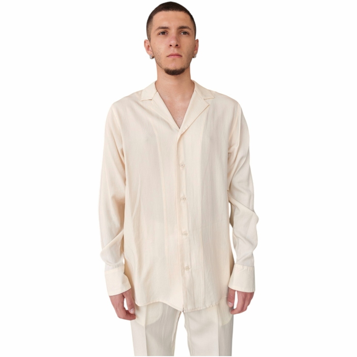 Completo uomo BERNA 100% tencel camicia scollo V pantalaccio con pence