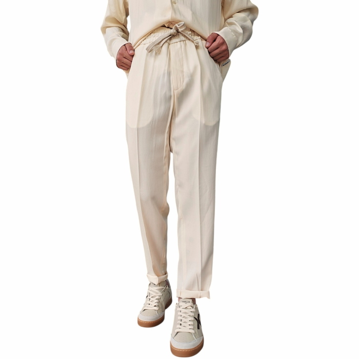Completo uomo BERNA 100% tencel camicia scollo V pantalaccio con pence