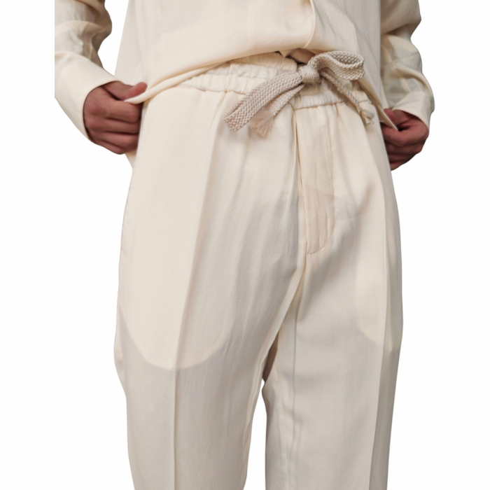 Completo uomo BERNA 100% tencel camicia scollo V pantalaccio con pence