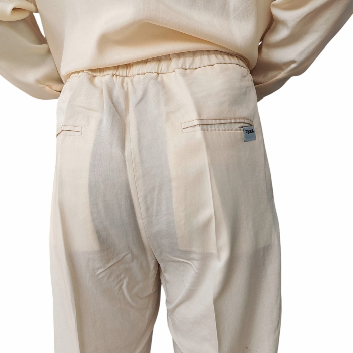 Completo uomo BERNA 100% tencel camicia scollo V pantalaccio con pence
