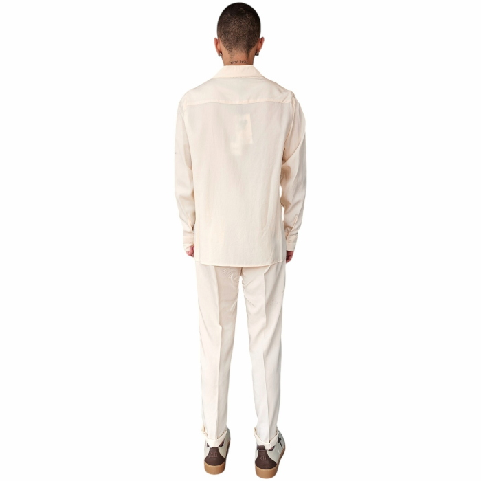 Completo uomo BERNA 100% tencel camicia scollo V pantalaccio con pence