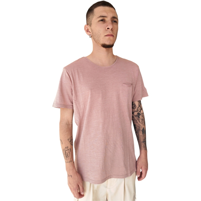 T-shirt uomo BERNA 100% cotone fiammato regular fit con taschino a filo
