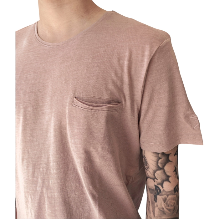T-shirt uomo BERNA 100% cotone fiammato regular fit con taschino a filo