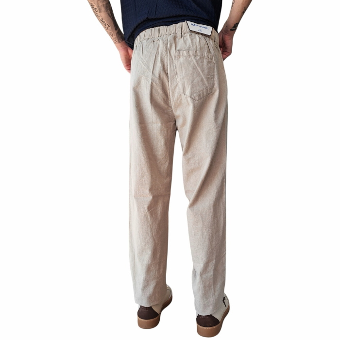 Pantalone uomo IMPERIAL 100% cotone effetto lino regular-fit con coulisse
