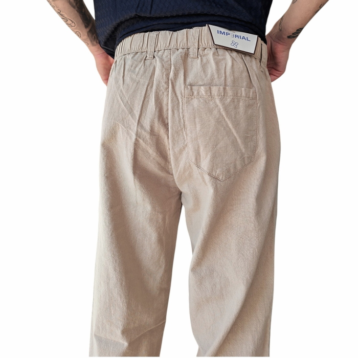 Pantalone uomo IMPERIAL 100% cotone effetto lino regular-fit con coulisse