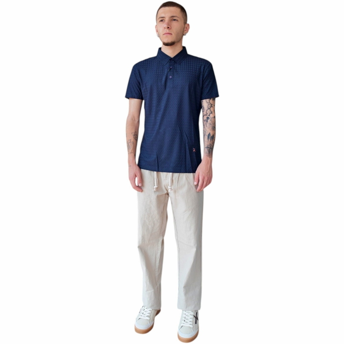 Pantalone uomo IMPERIAL 100% cotone effetto lino regular-fit con coulisse