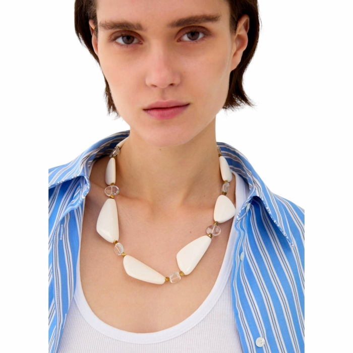 Collana donna NALI' con elementi in resina bianca e sfere in vetro trasparenti