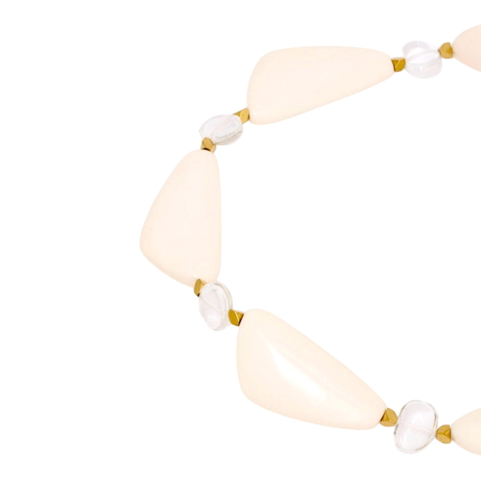 Collana donna NALI' con elementi in resina bianca e sfere in vetro trasparenti