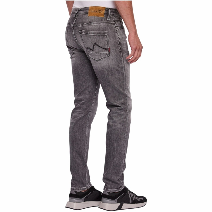 Jeans uomo GAUDI' slim fit in puro cotone elasticizzato grigio used