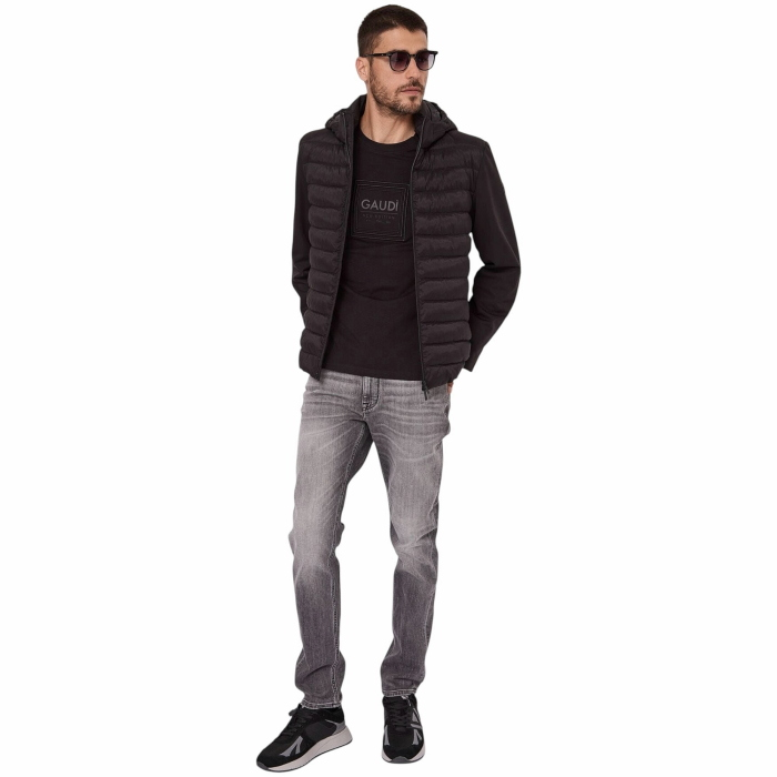 Jeans uomo GAUDI' slim fit in puro cotone elasticizzato grigio used
