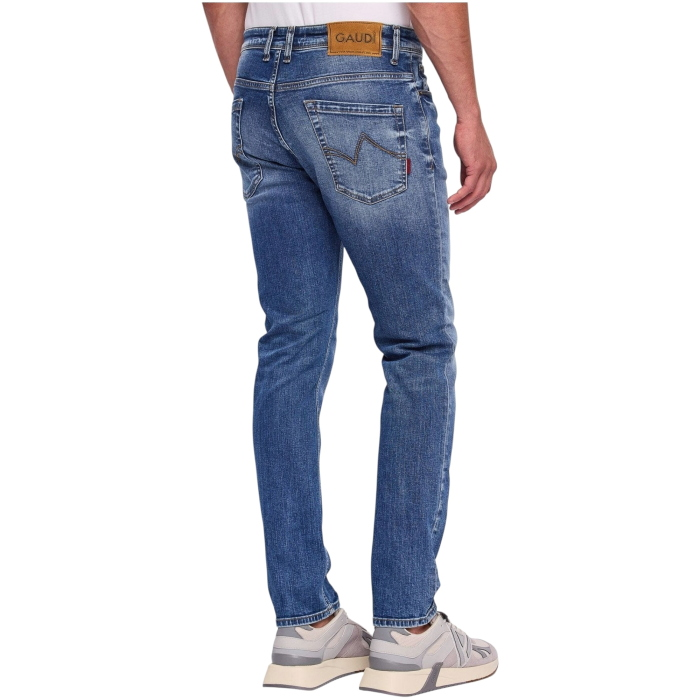 Jeans uomo GAUDI' skinny in puro cotone elasticizzato wash denim used