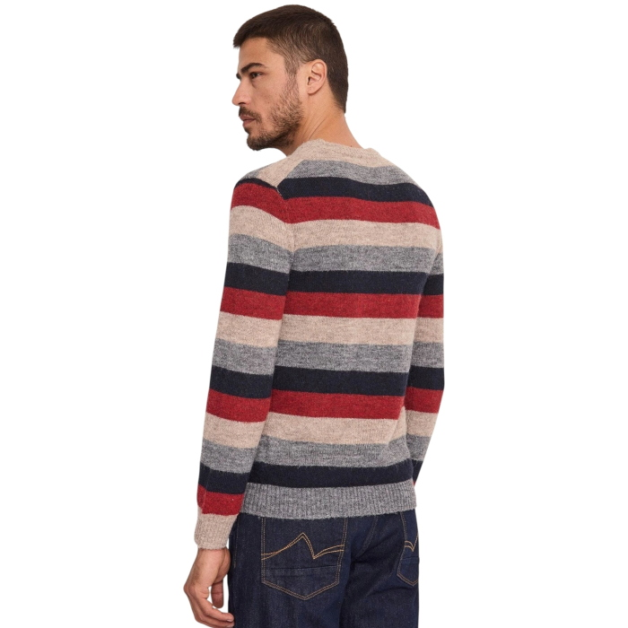 Maglia uomo GAUDI' misto lana rasata girocollo fantasia muticolor a righe 