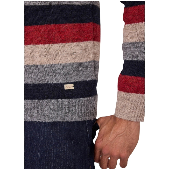 Maglia uomo GAUDI' misto lana rasata girocollo fantasia muticolor a righe 