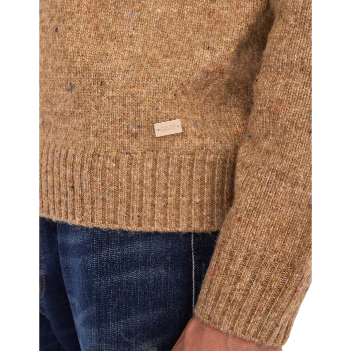 Maglia uomo GAUDI' misto lana rasata girocollo tinta unita con micro punti colorati
