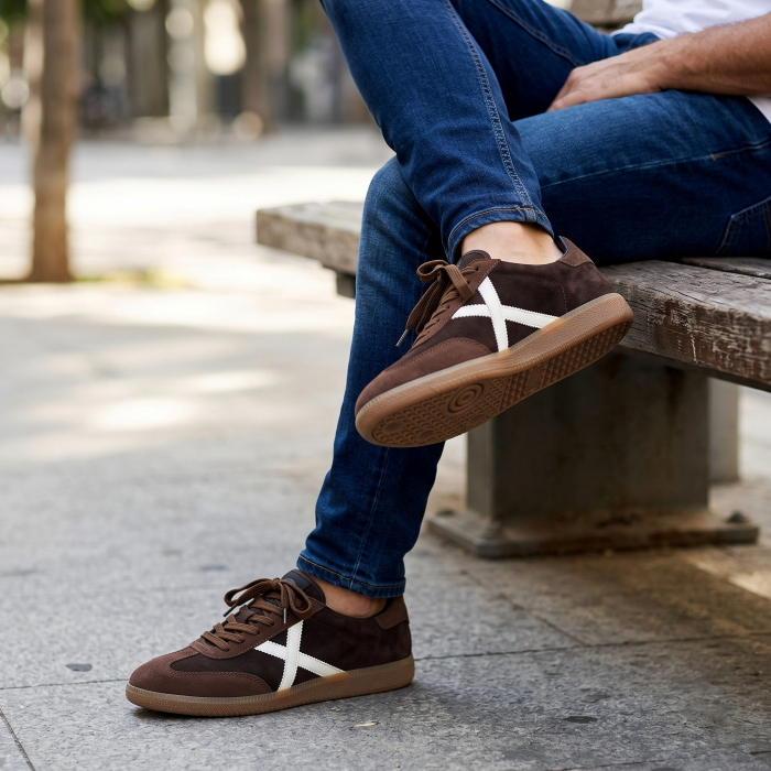 Scarpa uomo MUNICH sneakers Barru 231 in camoscio con dettaglio in pelle