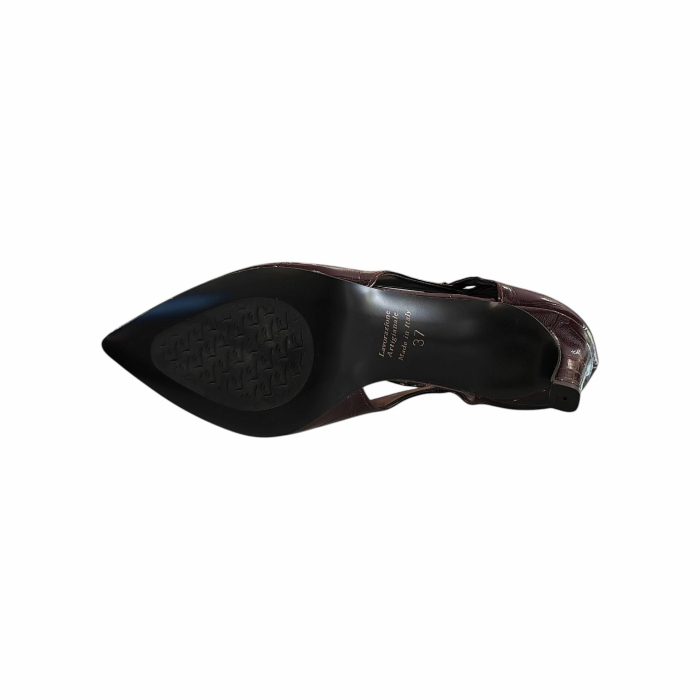 Scarpa donna OVYE' decollété coccodrillo aperture laterali cinturino collo piede tacco 8cm