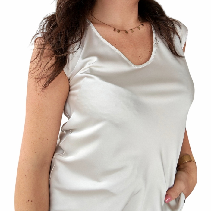 Top donna IMPERIAL tessuto fluido senza maniche scollo a v