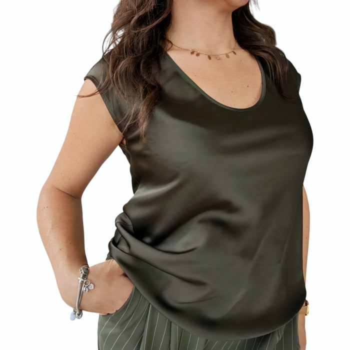 Top donna IMPERIAL tessuto fluido senza maniche scollo a v