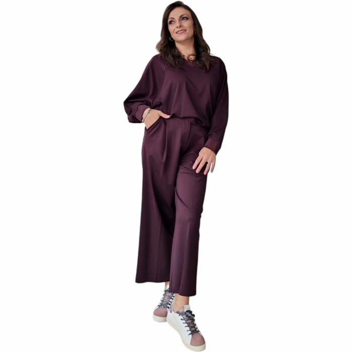 Completo donna IMPERIAL blusa scollo a V pantalone palazzo crop