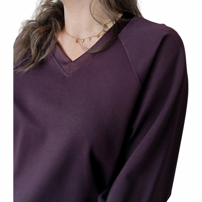 Completo donna IMPERIAL blusa scollo a V pantalone palazzo crop
