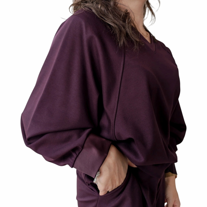 Completo donna IMPERIAL blusa scollo a V pantalone palazzo crop