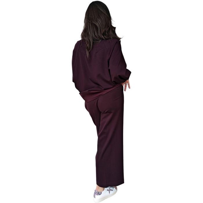 Completo donna IMPERIAL blusa scollo a V pantalone palazzo crop