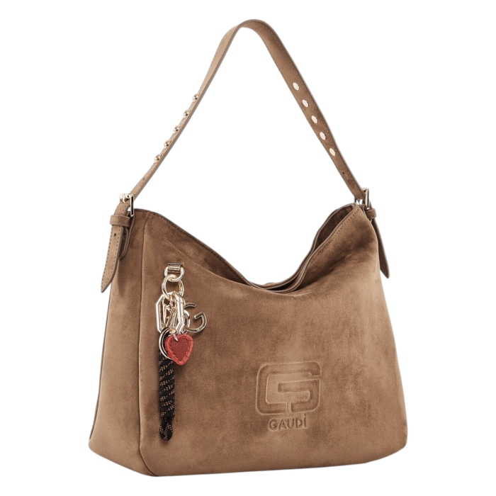 Borsa donna GAUDI' a spalla in suede con manico borchiato