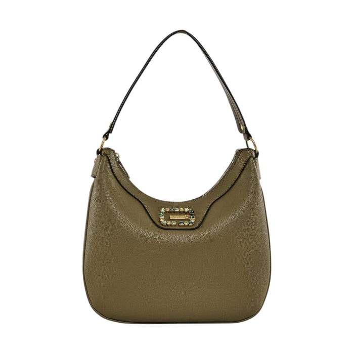 Borsa donna GAUDI' a spalla hobo con logo strass e tracolla staccabile