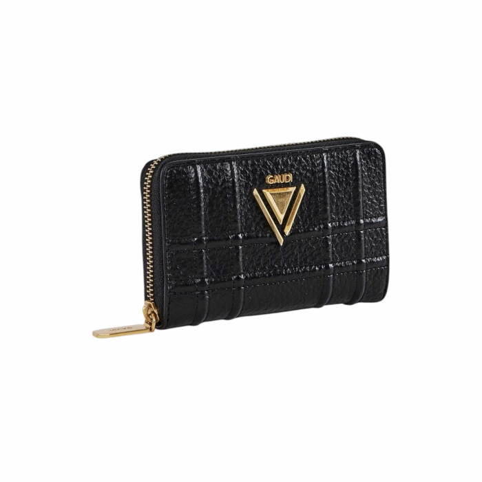 Portafoglio donna GAUDI' mini zip-around similpelle motivo check a rilievo