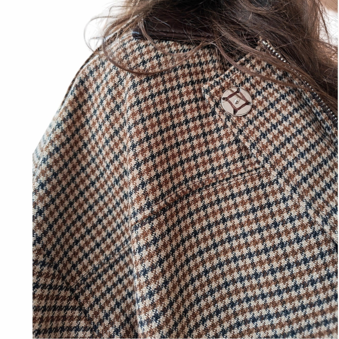 Giubbotto donna IMPERIAL bomber crop pied de poule collo a contrasto in ecopelle