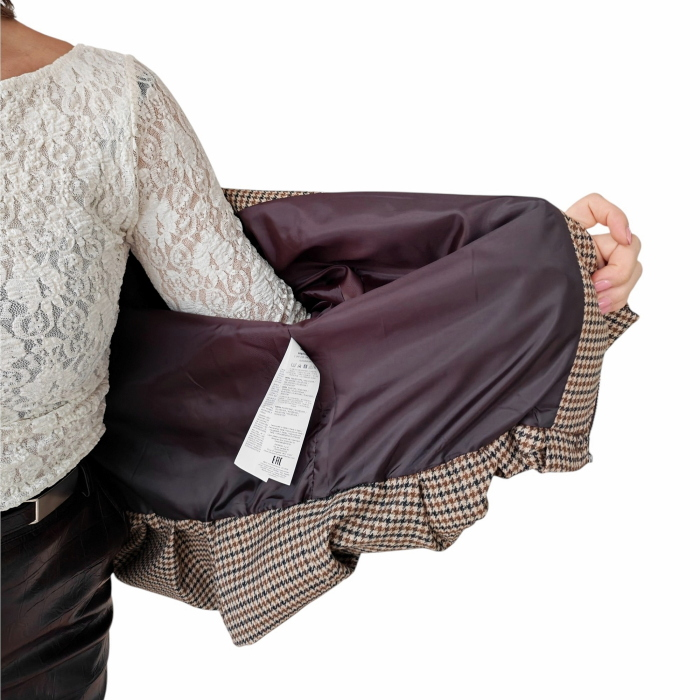 Giubbotto donna IMPERIAL bomber crop pied de poule collo a contrasto in ecopelle