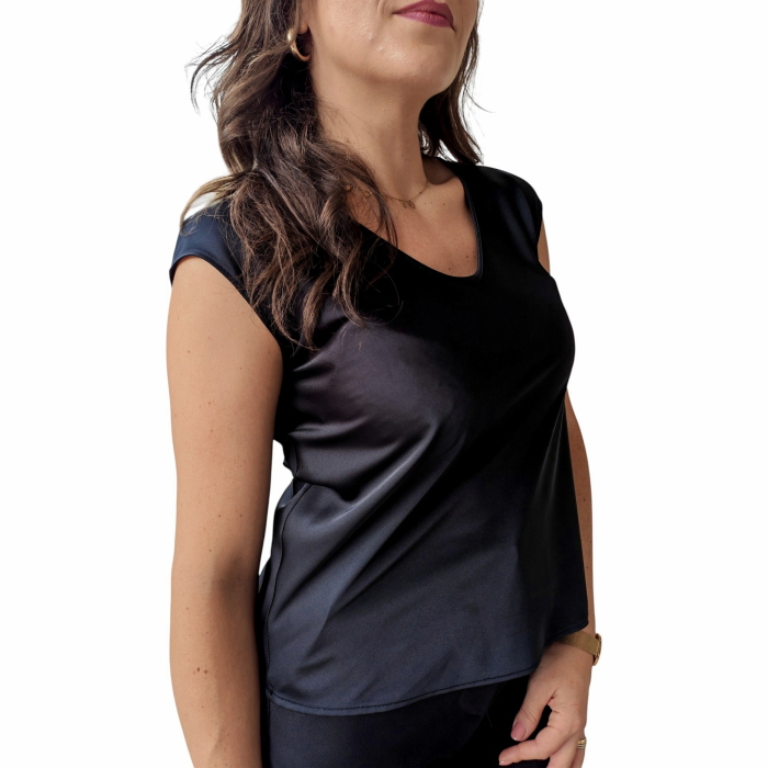 Top donna IMPERIAL tessuto fluido senza maniche scollo a v