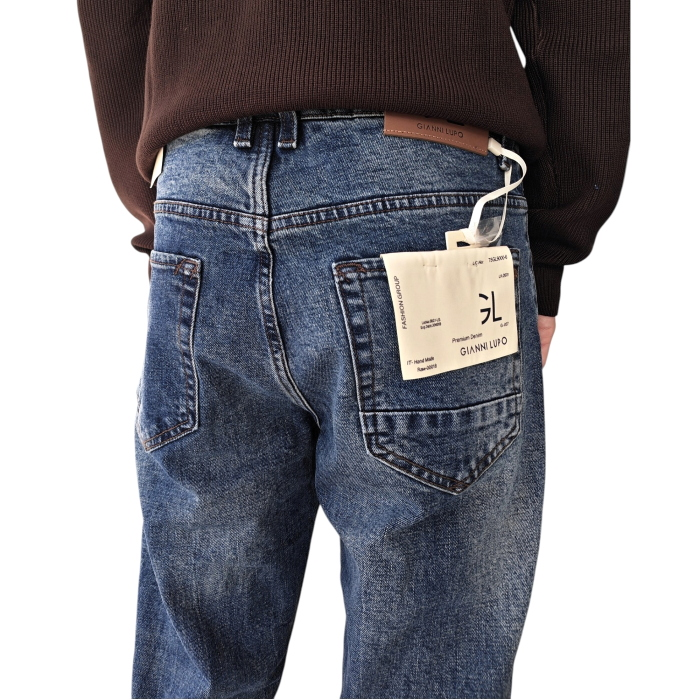 Jeans uomo GIANNI LUPO carrot fit Mike 95 lavaggio medio con graffi