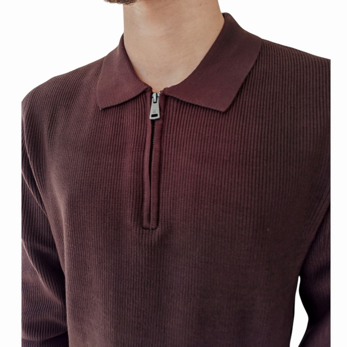 Maglia uomo GIANNI LUPO misto viscosa lavorazione costine colletto con zip 