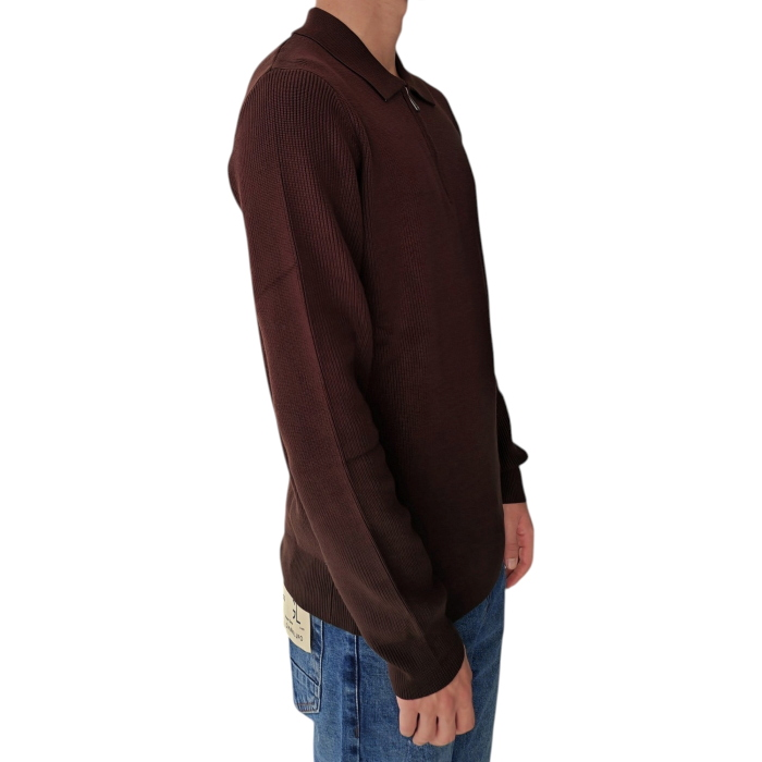 Maglia uomo GIANNI LUPO misto viscosa lavorazione costine colletto con zip 
