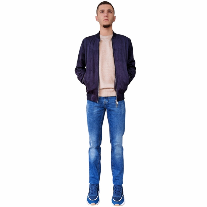 Maglia uomo GIANNI LUPO in ciniglia girocollo con orli elastici a costine